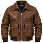 Atlas Distressed Brown Men's Aviator Leather Jacket | Blackstone Jackets