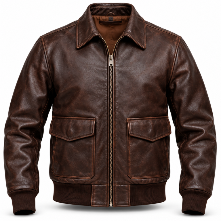 Canyon Dark Brown Men's A-2 Flight Leather Jacket | Blackstone Jackets