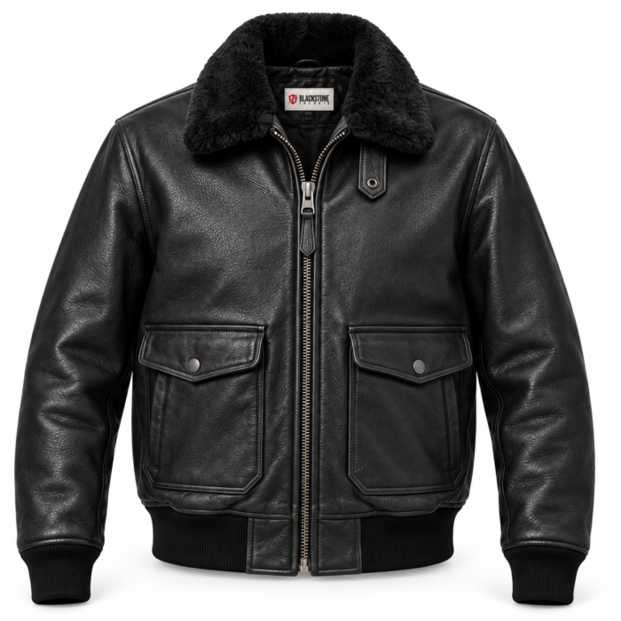 Canyon Black Men's G-1 Flight Leather Jacket | Blackstone Jackets