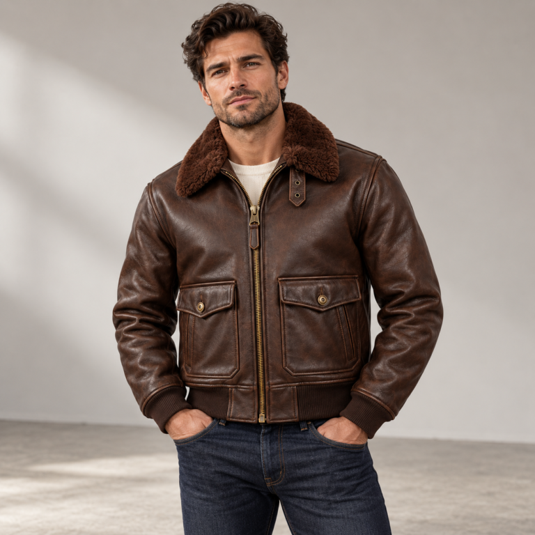 Frontier Dark Chocolate Brown Men's G-1 Flight Leather Jacket | Blackstone Jackets