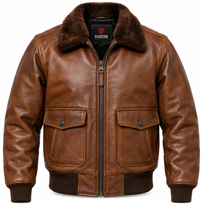 Skyline Medium Brown Men's G-1 Flight Leather Jacket | Blackstone Jackets