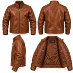 Baron Cognac Brown Men's Aviator Leather Jacket | Blackstone Jackets