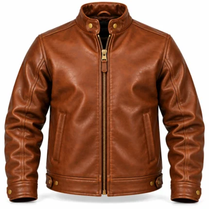 Baron Cognac Brown Men's Aviator Leather Jacket | Blackstone Jackets