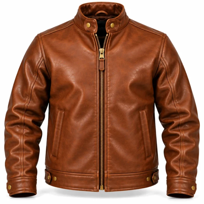 Baron Cognac Brown Men's Aviator Leather Jacket | Blackstone Jackets