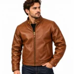 Baron Cognac Brown Men's Aviator Leather Jacket | Blackstone Jackets