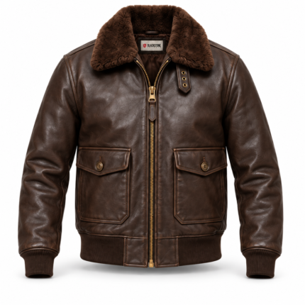 Baron Espresso Brown Men's G-1 Flight Leather Jacket | Blackstone Jackets