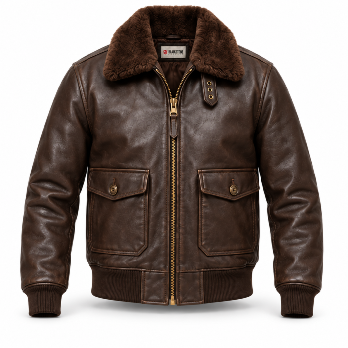 Baron Espresso Brown Men's G-1 Flight Leather Jacket | Blackstone Jackets