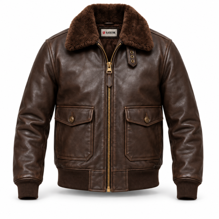 Baron Espresso Brown Men's G-1 Flight Leather Jacket | Blackstone Jackets