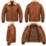 Beacon Light Tobacco Brown Men's Aviator Leather Jacket | Blackstone Jackets