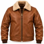 Beacon Light Tobacco Brown Men's Aviator Leather Jacket | Blackstone Jackets