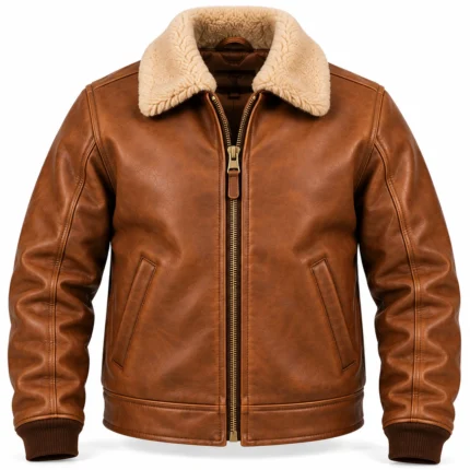 Beacon Light Tobacco Brown Men's Aviator Leather Jacket | Blackstone Jackets