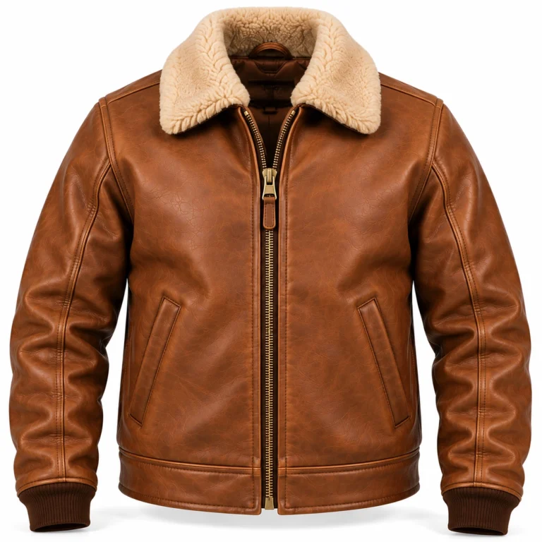 Beacon Light Tobacco Brown Men's Aviator Leather Jacket | Blackstone Jackets
