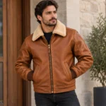 Beacon Light Tobacco Brown Men's Aviator Leather Jacket | Blackstone Jackets