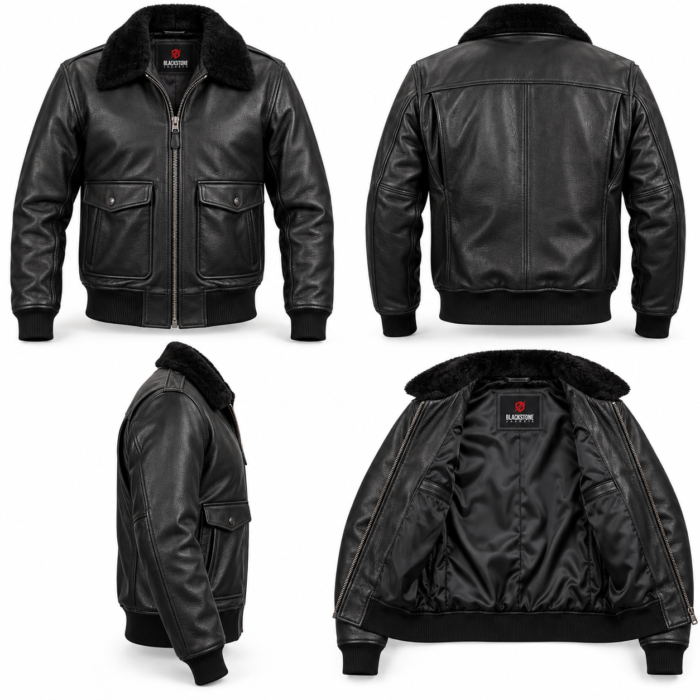 Nomad Black Men's G-1 Flight Leather Jacket | Blackstone Jackets