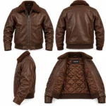 Bishop Espresso Brown Men's Aviator Leather Jacket | Blackstone Jackets