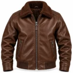 Bishop Espresso Brown Men's Aviator Leather Jacket | Blackstone Jackets