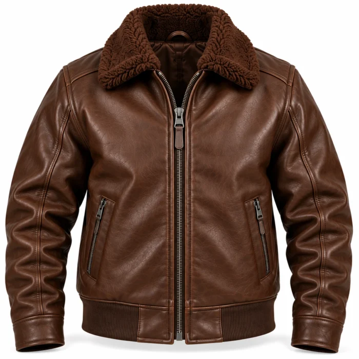 bishop-espresso-brown-men-s-aviator-jacket-front-view Bishop Espresso Brown Men's Aviator Leather Jacket | Blackstone Jackets