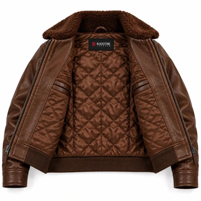 Bishop Espresso Brown Men's Aviator Leather Jacket | Blackstone Jackets