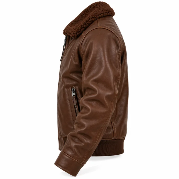 Bishop Espresso Brown Men's Aviator Leather Jacket | Blackstone Jackets
