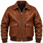Bravo Russet Brown Men's Aviator Leather Jacket | Blackstone Jackets