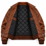 Bravo Russet Brown Men's Aviator Leather Jacket | Blackstone Jackets