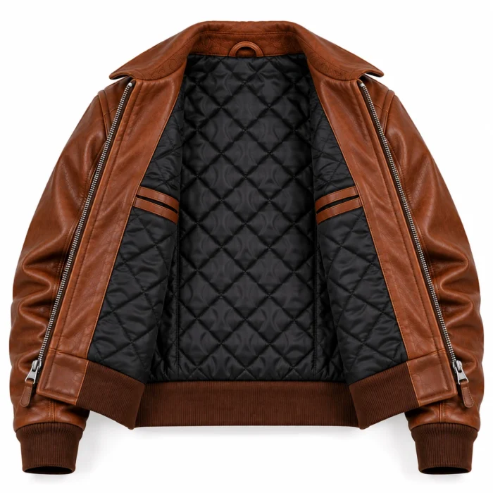 Bravo Russet Brown Men's Aviator Leather Jacket | Blackstone Jackets