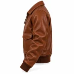 Bravo Russet Brown Men's Aviator Leather Jacket | Blackstone Jackets
