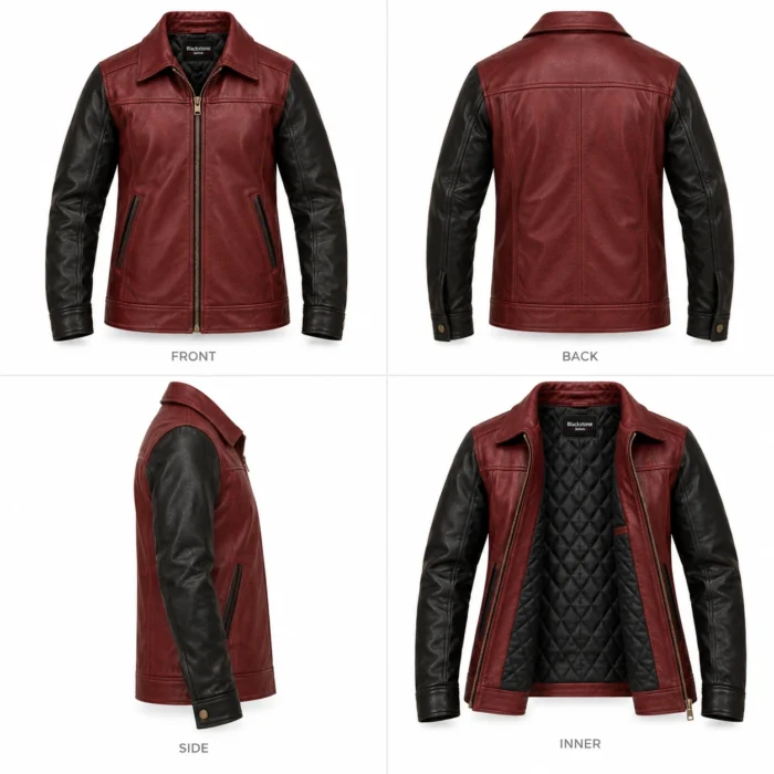 Burgundy Leather Jacket all views