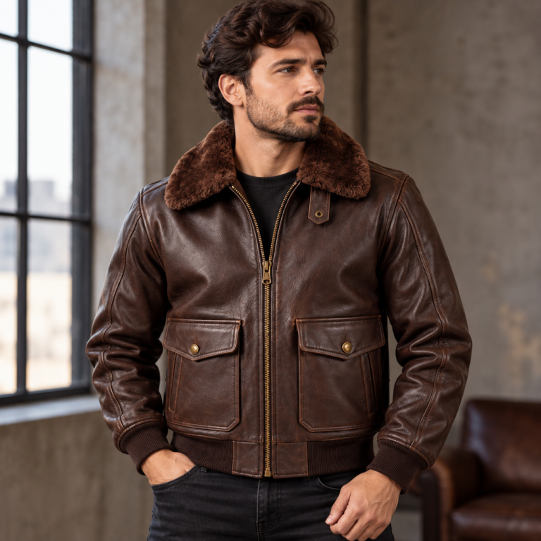 Mercury Dark Chocolate Brown Men's G-1 Flight Leather Jacket | Blackstone Jackets