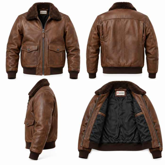 Beacon Medium Brown Men's G-1 Flight Leather Jacket | Blackstone Jackets