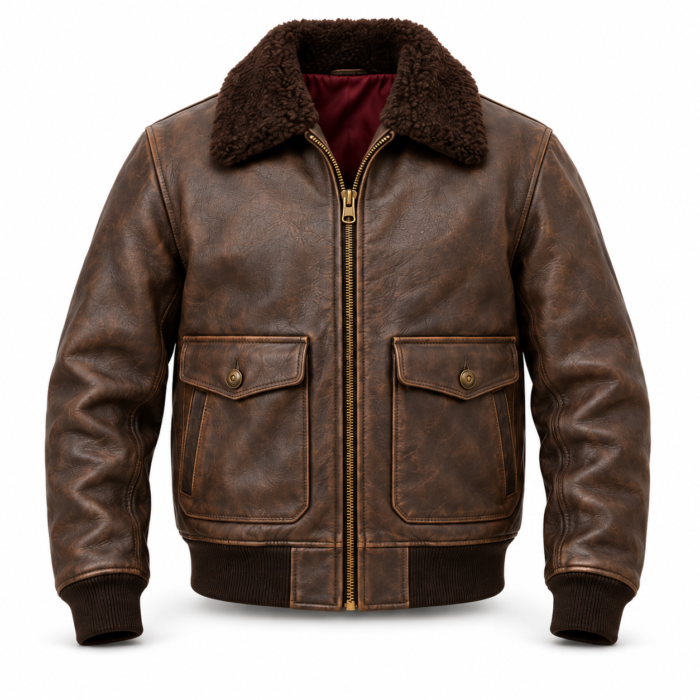 c8b4da32-8735-461b-920a-61c5a002b88e Atlas Distressed Seal Brown Men's G-1 Flight Leather Jacket | Blackstone Jackets