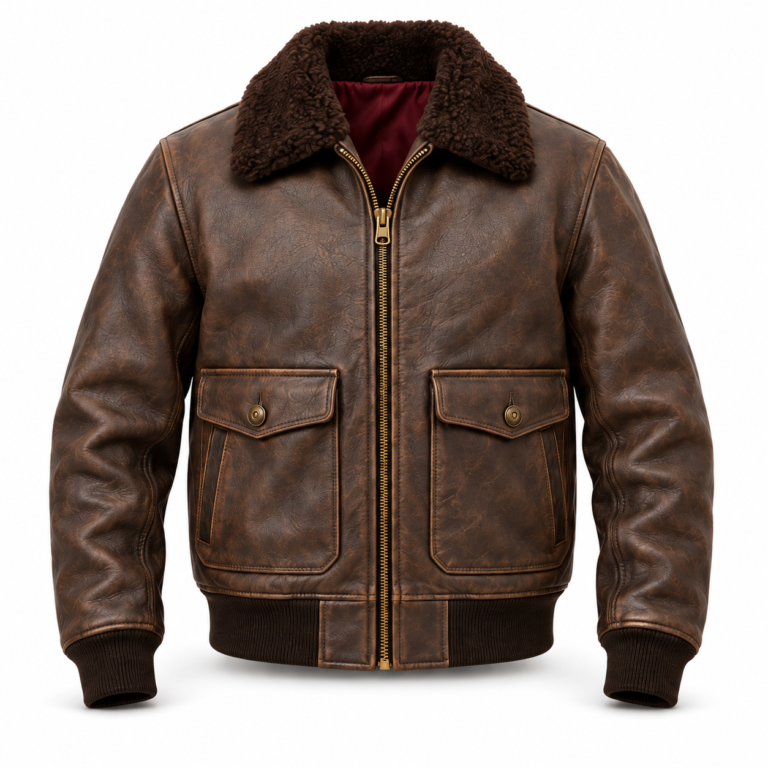 Atlas Distressed Seal Brown Men's G-1 Flight Leather Jacket | Blackstone Jackets