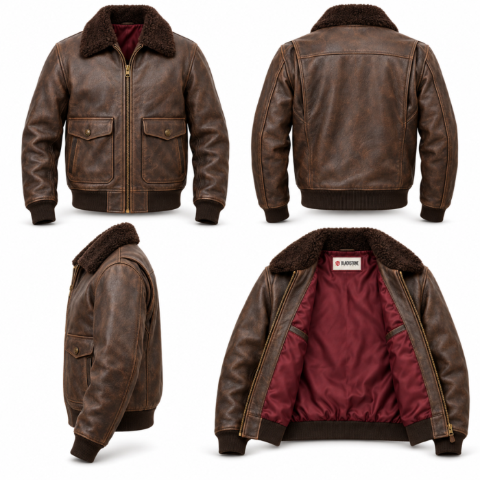 Atlas Distressed Seal Brown Men's G-1 Flight Leather Jacket | Blackstone Jackets