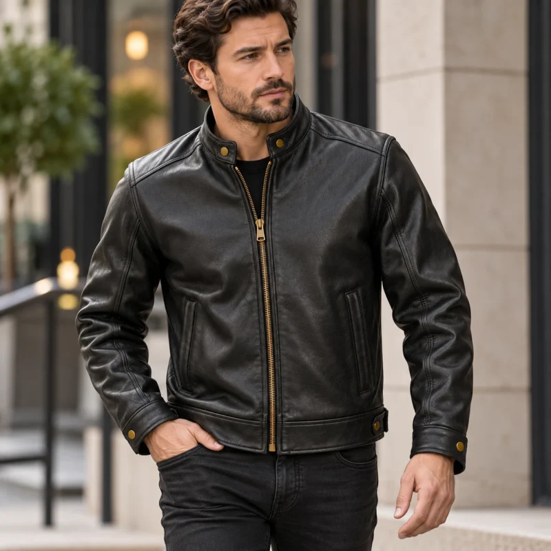 Canyon Black Men's Aviator Leather Jacket | Blackstone Jackets