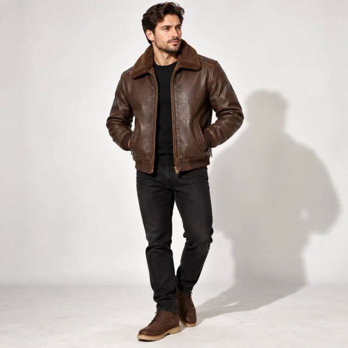 Captain Seal Brown Men's Aviator Leather Jacket | Blackstone Jackets