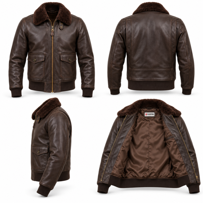 Altair Dark Chocolate Brown Men's G-1 Flight Leather Jacket | Blackstone Jackets - Image 6