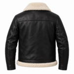 Captain Black / Ivory Men's Leather Shearling-Trim Aviator | Blackstone Jackets
