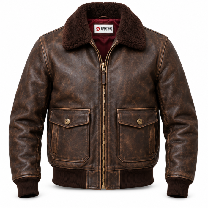 Captain Distressed Seal Brown Men's G-1 Flight Leather Jacket | Blackstone Jackets