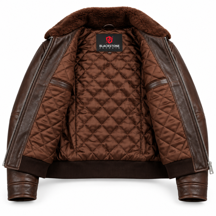 Ranger Espresso Brown Men's Aviator Leather Jacket | Blackstone Jackets