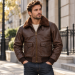 Bravo Dark Chocolate Brown Men's G-1 Flight Leather Jacket | Blackstone Jackets