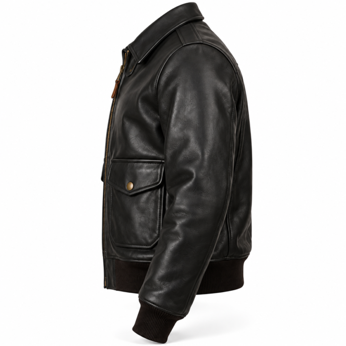 Cobra Black Men's A-2 Flight Leather Jacket | Blackstone Jackets