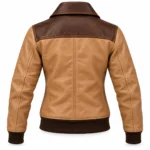 Eclipse Sand / Chocolate Women's Leather Minimal Two-Tone Aviator | Blackstone Jackets - Image 2
