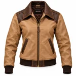 Eclipse Sand / Chocolate Women's Leather Minimal Two-Tone Aviator | Blackstone Jackets