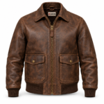 Atlas Distressed Brown Men's A-2 Flight Leather Jacket | Blackstone Jackets