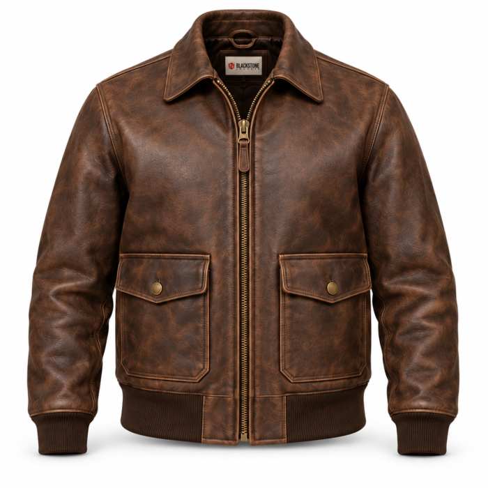 ee20f69a-48cd-4970-8930-698b841aa8b7 Atlas Distressed Brown Men's A-2 Flight Leather Jacket | Blackstone Jackets