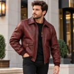 Falcon Oxblood Men's Leather Slim Aviator Racer Hybrid | Blackstone Jackets