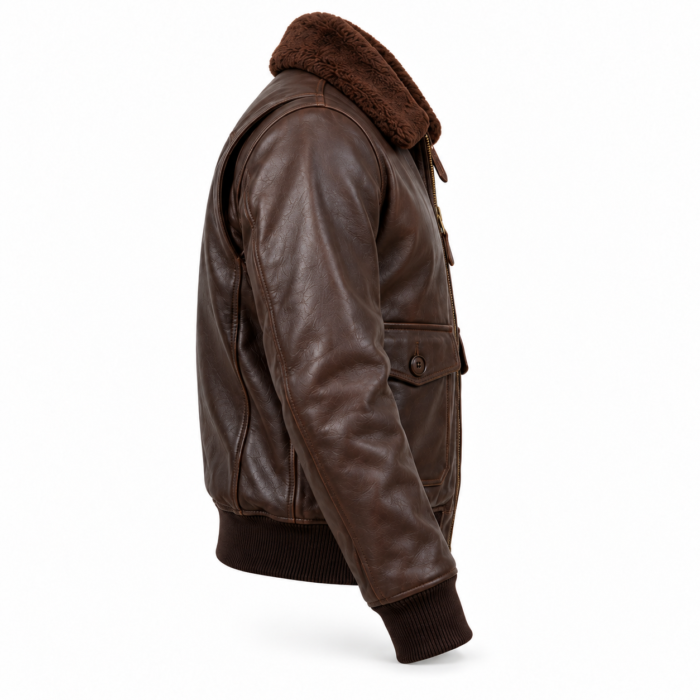 Bravo Dark Chocolate Brown Men's G-1 Flight Leather Jacket | Blackstone Jackets