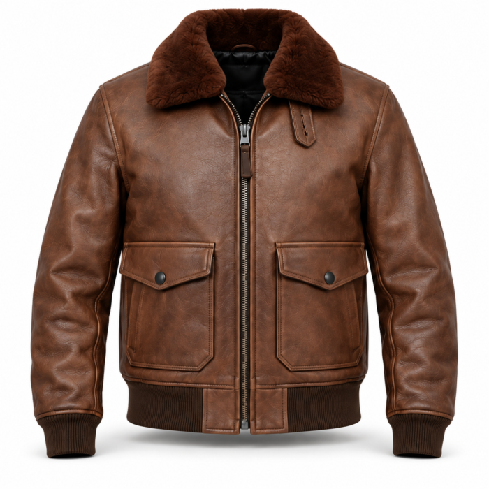 Dakota Medium Brown Men's G-1 Flight Leather Jacket | Blackstone Jackets