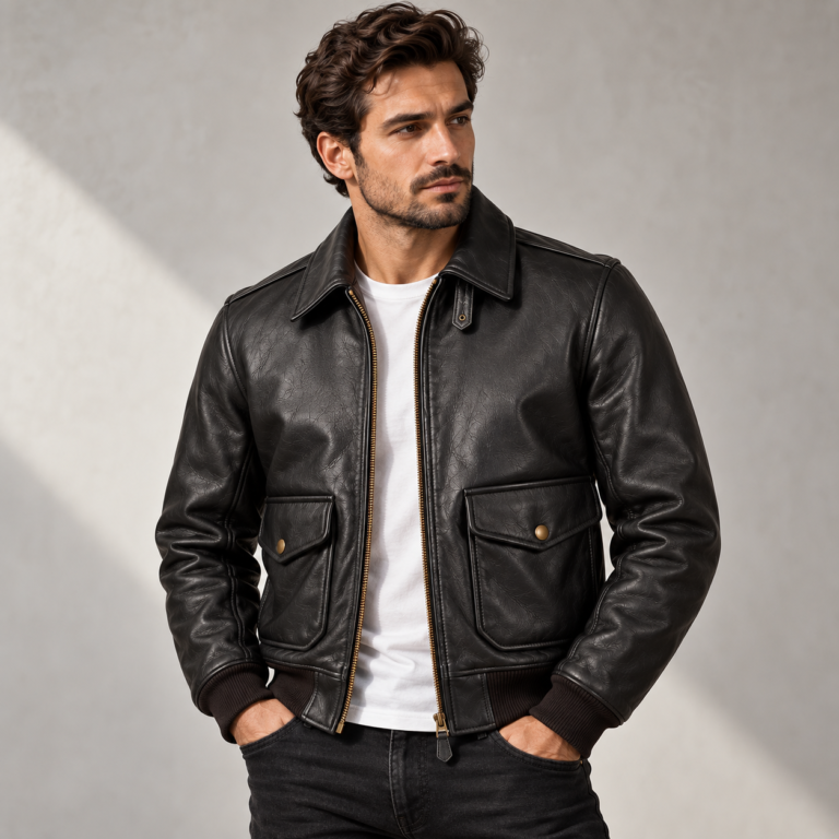 Cobra Black Men's A-2 Flight Leather Jacket | Blackstone Jackets