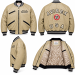 Avirex Normandy Campaign Cream Leather Bomber Jacket | Blackstone Jackets